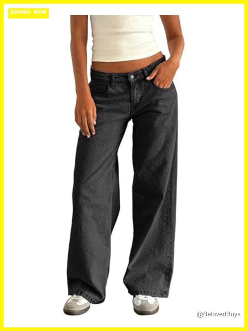 Low Rise Baggy Bow Jeans Wide Straight Leg Y2K Denim Pants